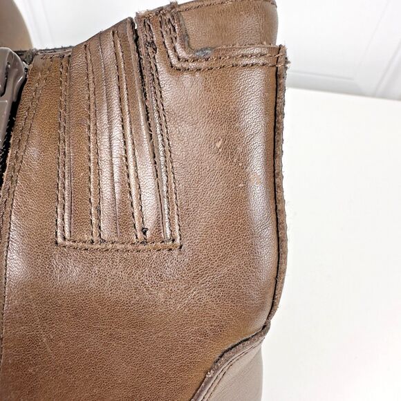 Earth Drumlin Boots Women's Size 7.5D Leather Moto Block Heel Buckle Side Zip - Picture 10 of 11